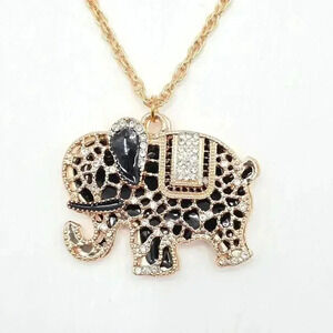 Elephant Rose Gold Long Chain Lobster‎ Clasp Pendant Fashion Jewelry Necklace
